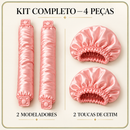 Conteúdo do Kit Bella Curls: dois modeladores e duas toucas de cetim